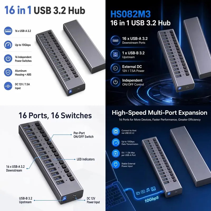 Usb Hub - AP01, Hub USB 3.2 Gen2 de