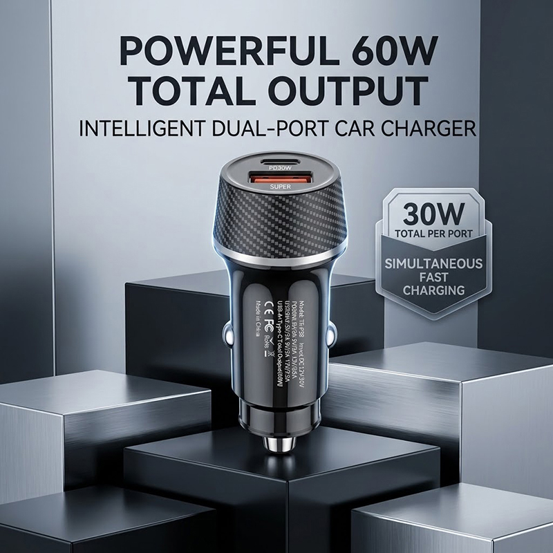 Usb C Hub - Cargador rápido para coche, 60 W,