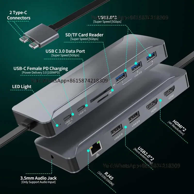 Estación de Acoplamiento con D - Usb C Hub reseña y precio